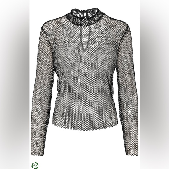 NWOT GESTUZ Yadegz Crystal Embellished Mesh Mock Neck Top - Small - Picture 2 of 12